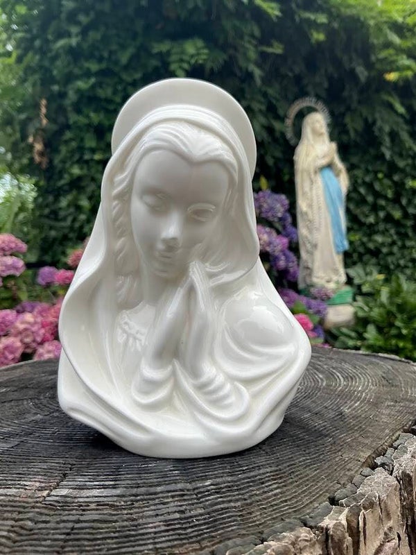Vintage Maria buste porselein waxinelichthouder