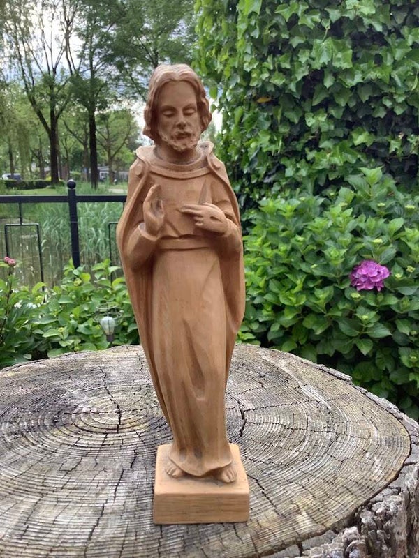Antiek Houten Jezus Beeld – Heilig Hart (Jaren ’30)
