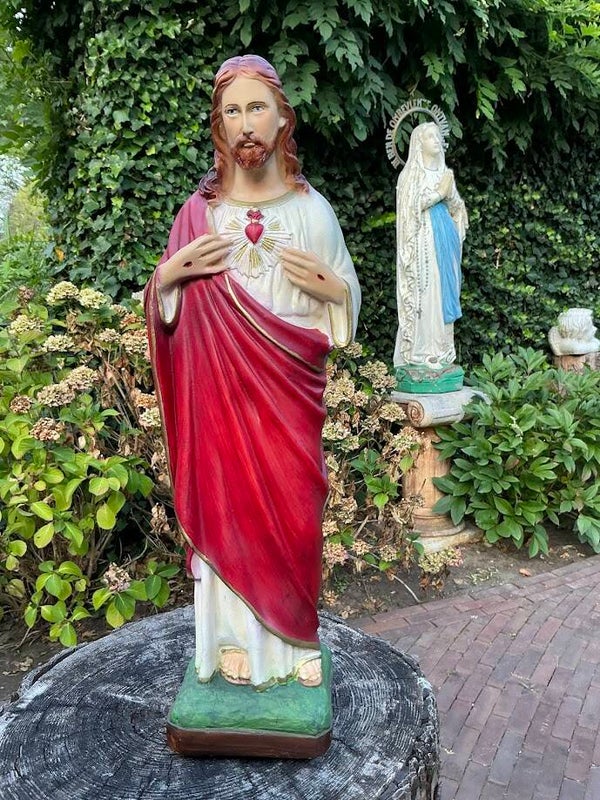 Mooi heiligenbeeld Jezus heilig hart binnen/buiten