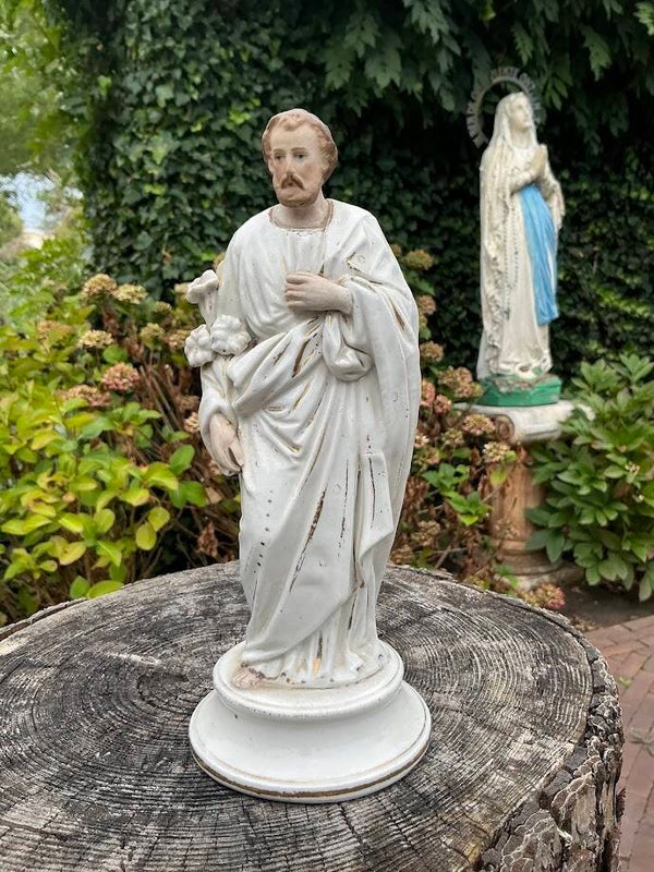Antiek porseleinen St. Jozef beeld – 19e eeuw