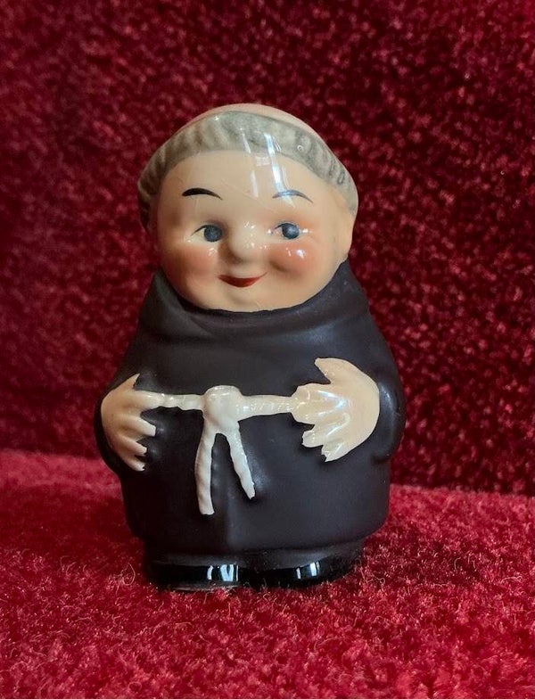 Vintage Goebel zoutvaatje monnik – W. Germany porselein – gemerkt & genummerd – 6 cm