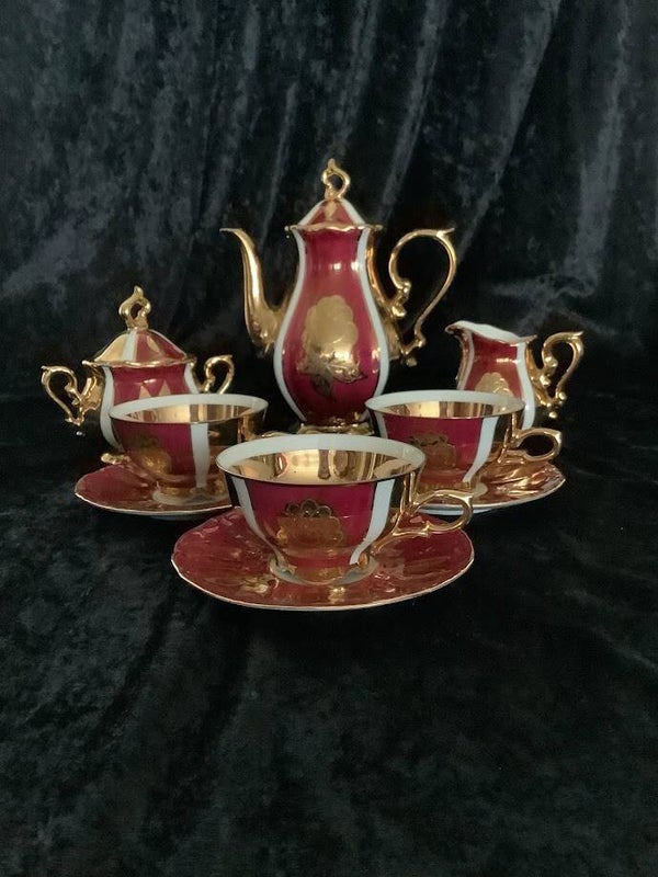 Kitsch Mocca servies Bavaria Schaller Wiesau