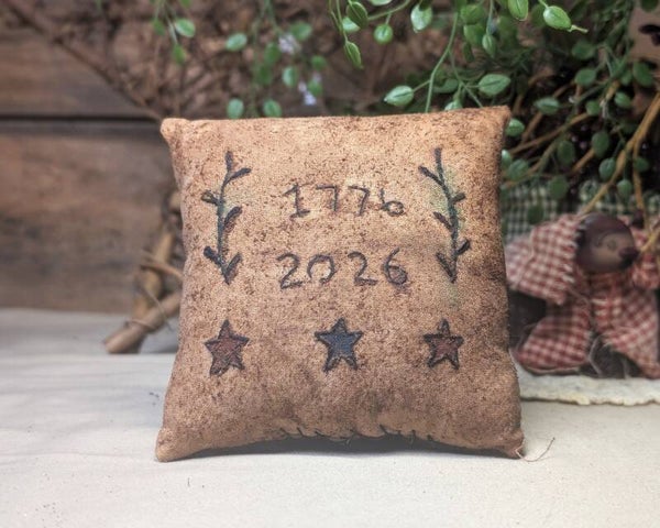 Primitive 250th America Birthday Celebration 4-Inch Home Decor Accent Pillow
