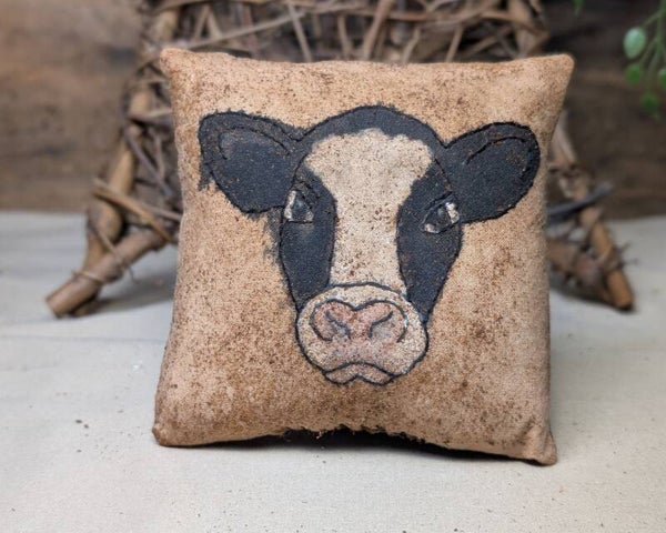 Primitive 4-Inch Home Decor Cow Mini Pillow