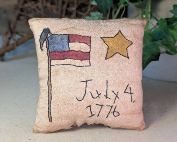 Primitive 4-Inch Individually Made Patriotic Flag Mini Pillow for Home Decor