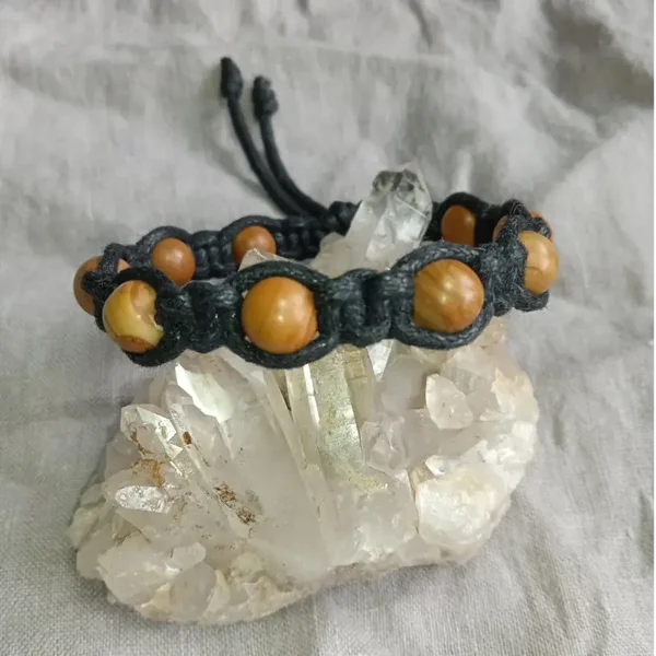 Bracelet Jaspe Bois perles rondes 8 mm