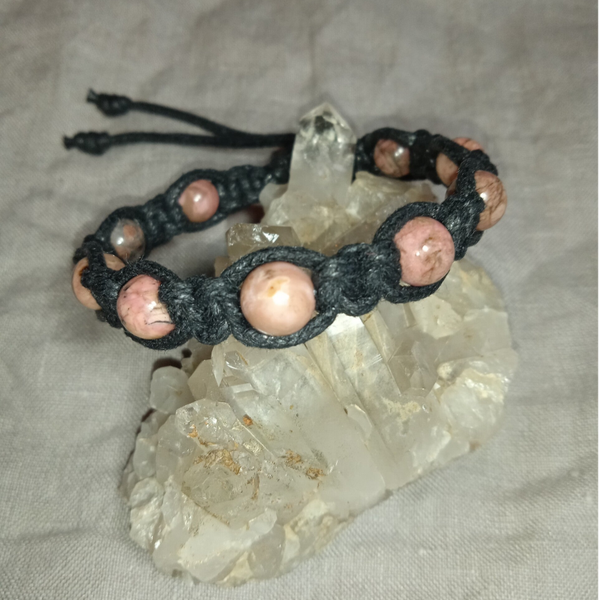 Bracelet Rhodonite ref RHD012025-4 perles rondes 8 mm