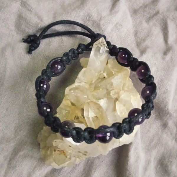 Bracelet Améthyste ref AMT052025-3 perles rondes 8 mm