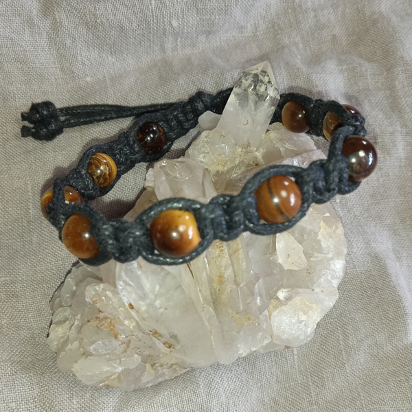 Bracelet Œil de Tigre OTR052025-3 perles rondes 8 mm