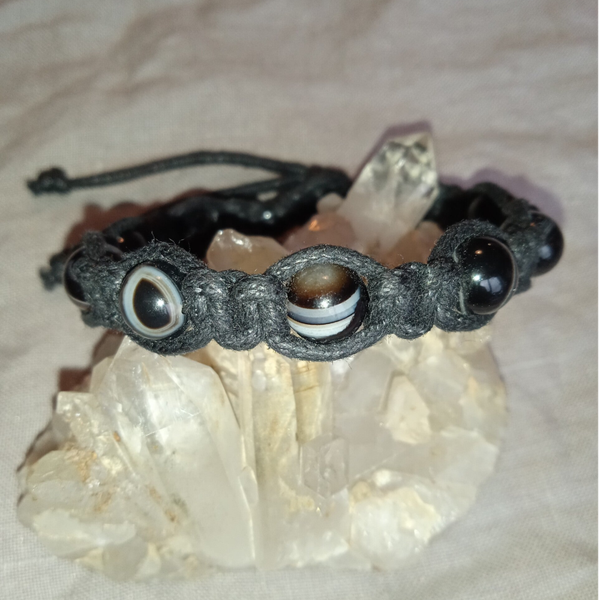 Bracelet Onyx Noir ref ONB-102024-1 perles rondes 8 mm