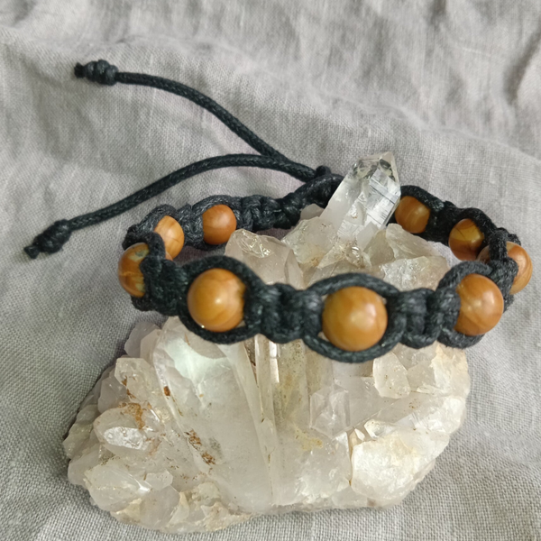 Bracelet Jaspe Bois ref JSPB-102024-2 perles rondes 8 mm