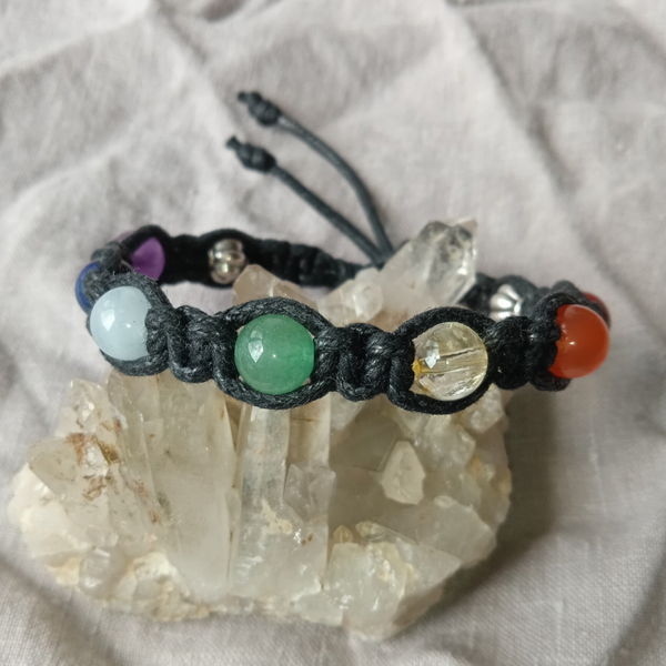 Bracelet 7 couleurs ref CHK-072025-01 perles rondes 8 mm