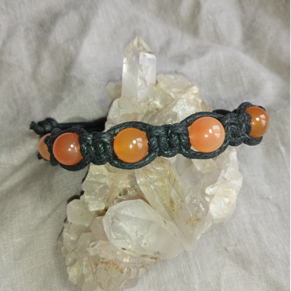Bracelet Cornaline ref CRN-000000-0 perles rondes 8 mm