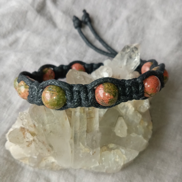 Bracelet Unakite ref UNK-072025-01 perles rondes 8 mm