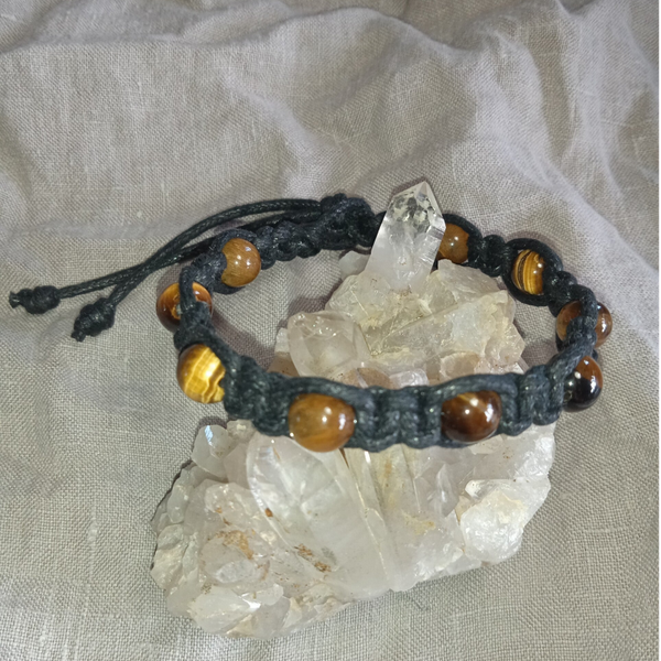 Bracelet Œil de Tigre OTR052025-2 perles rondes 8 mm
