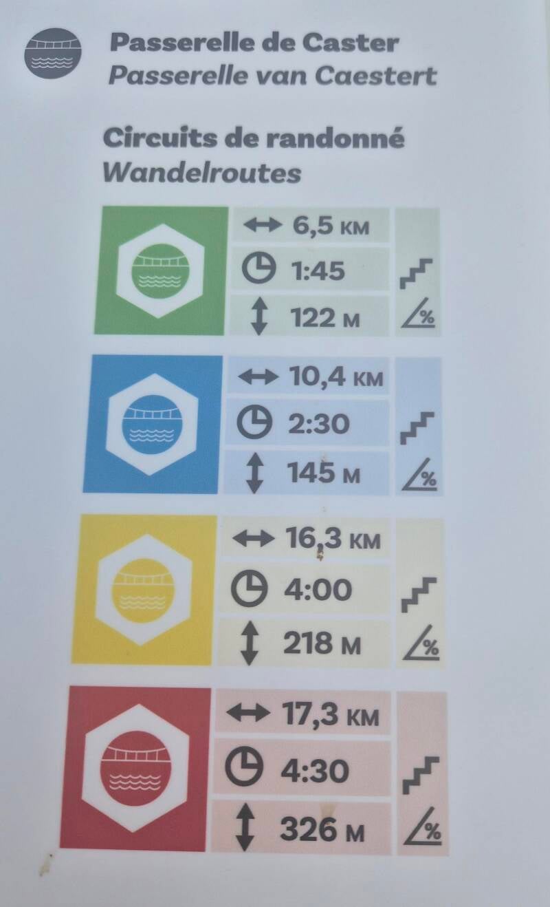 De 4 wandelroutes naar de Passerelle van Caestert, deze spectaculaire hangbrug is niet alleen de langste, maar ook de hoogste hangbrug van de Benelux