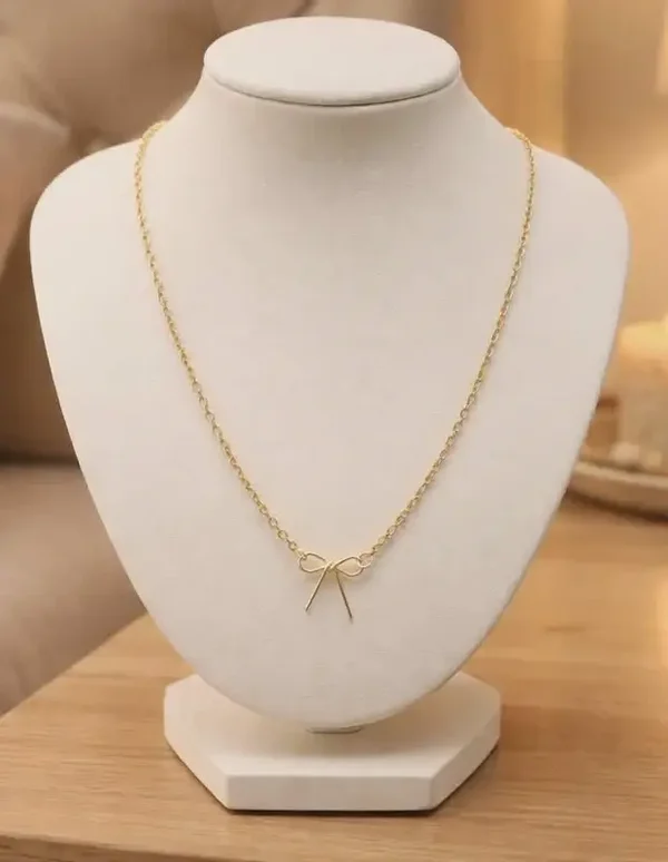 N/ Gold Plated Ribbon Necklace Minimalist Chain