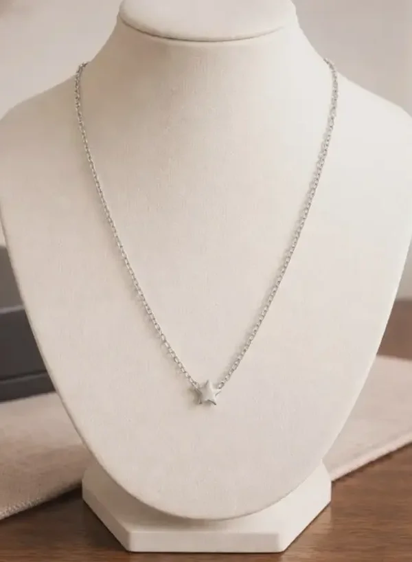 N/ Silver Star Pendant Stainless Steel Necklace