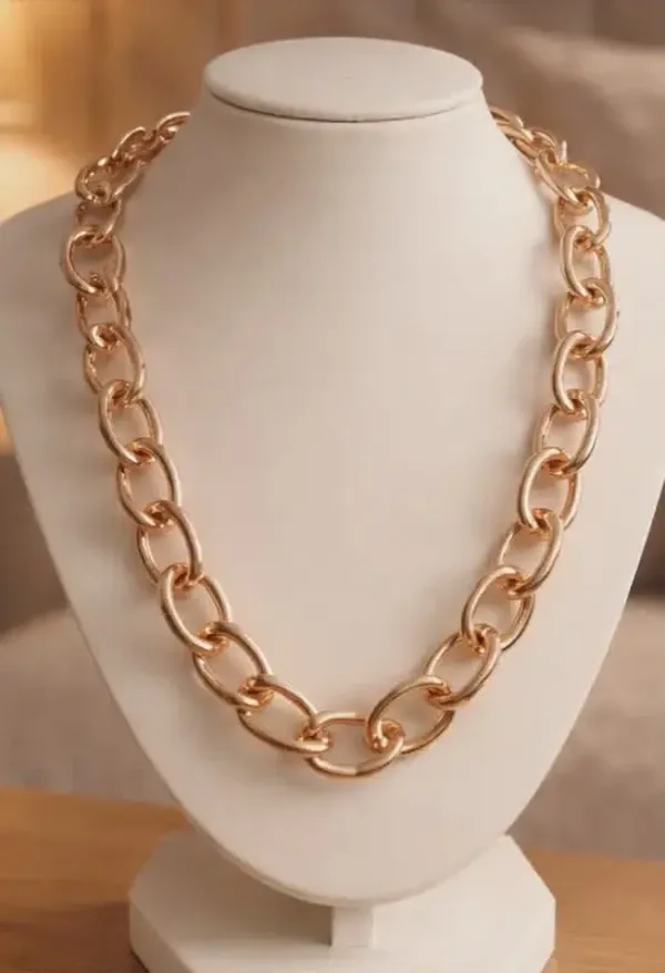 N/ Thick Gold Plated Women Men Chain Real Gold Look
