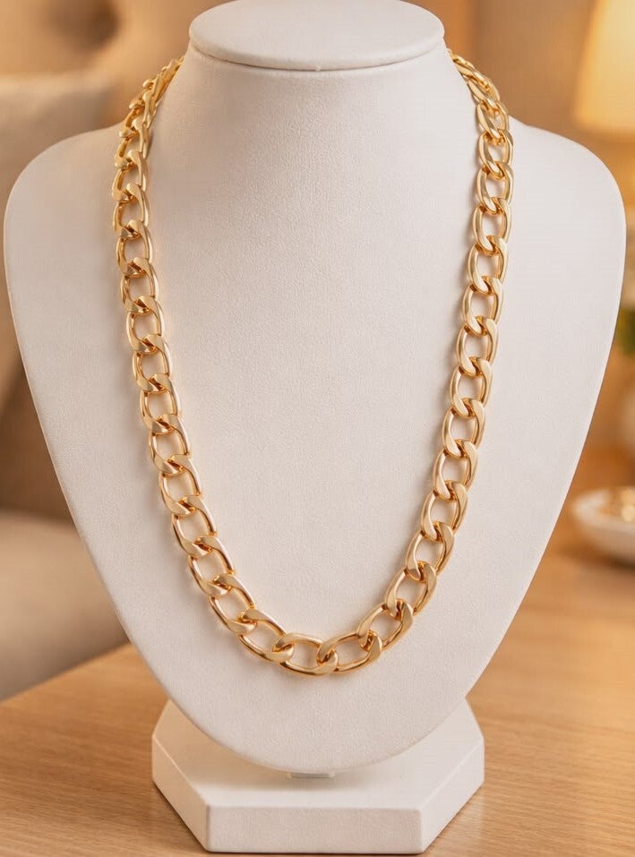N/ Women Men 18K Gold Plated Stainless Steel Necklace