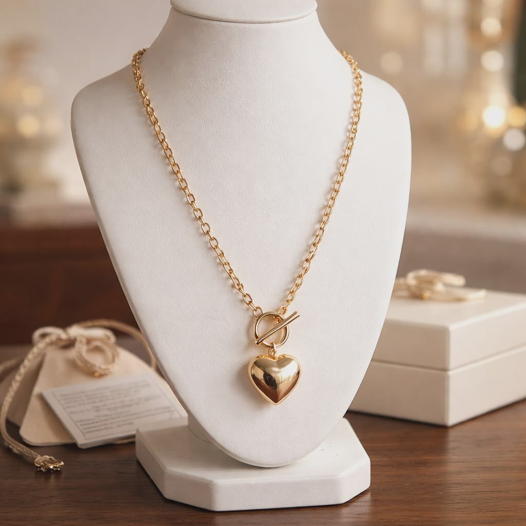 N/ 18K Gold Plated Heart Pendant Waterproof Necklace