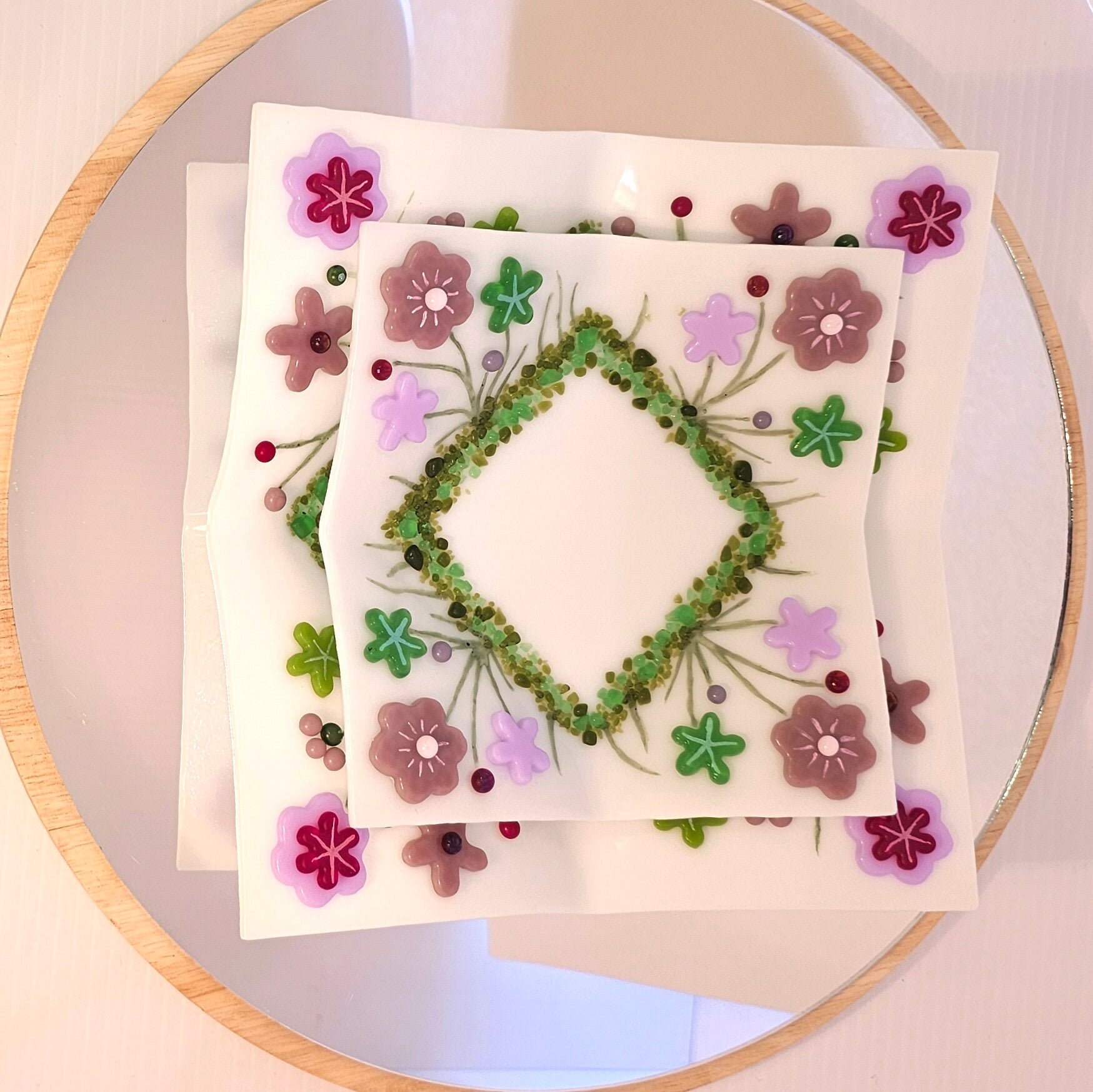 Large floral origami plate