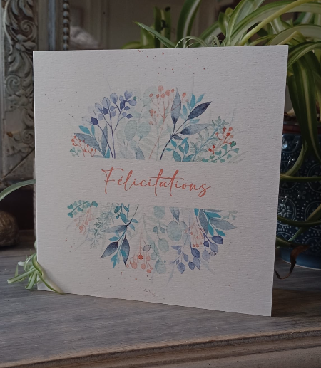Carte voeux "Félicitations" bleue