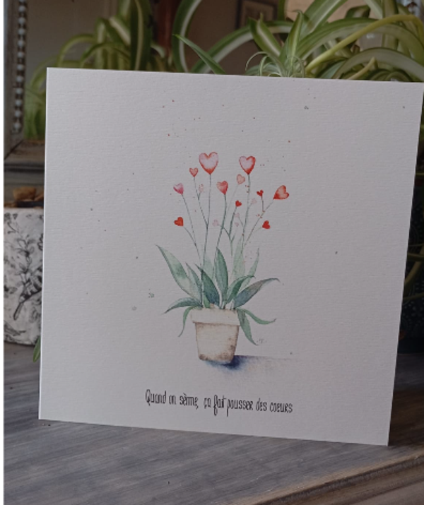 Carte pot de coeurs