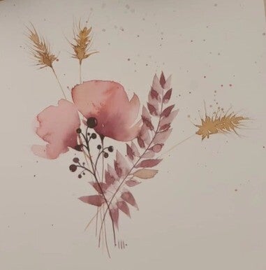 Carte fleurs vieux rose