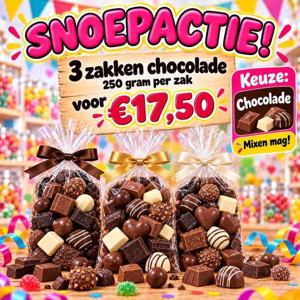3 zakken chocolade