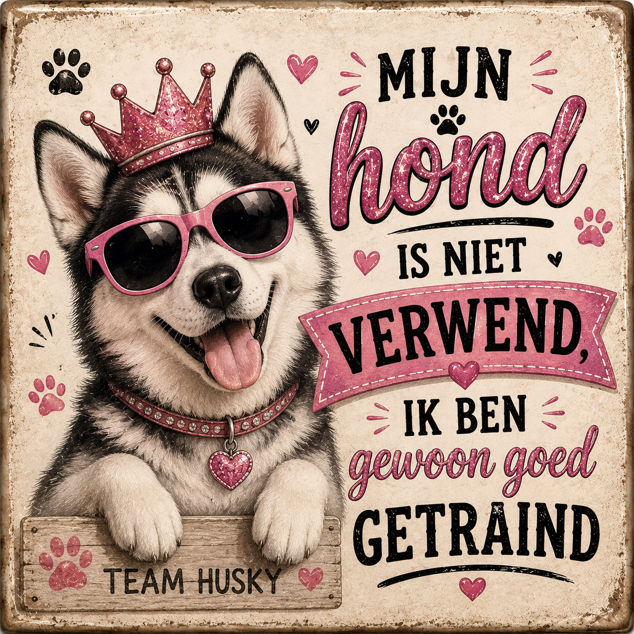 Tegel Husky verwend roze