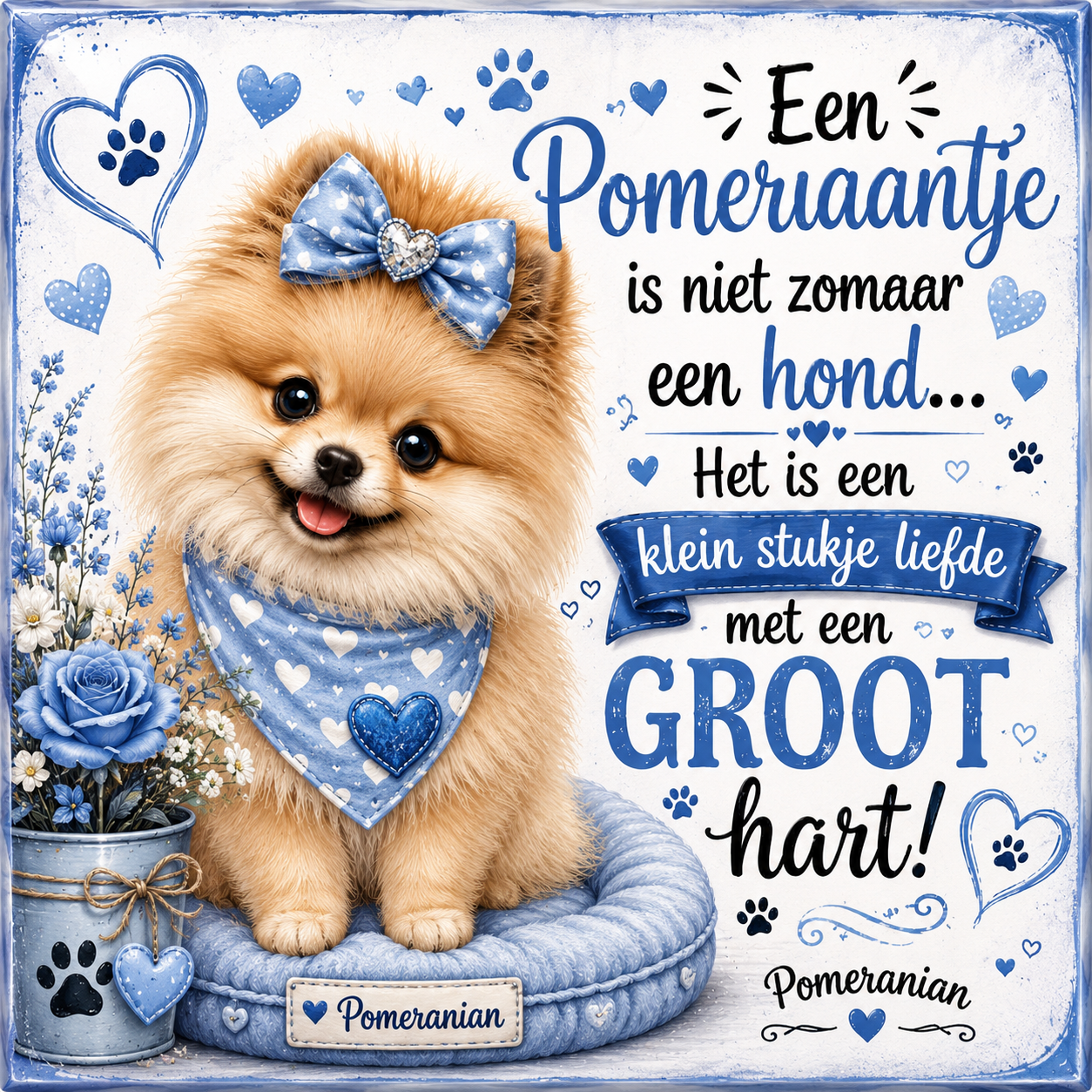 Tegel Pomperiaan blauw