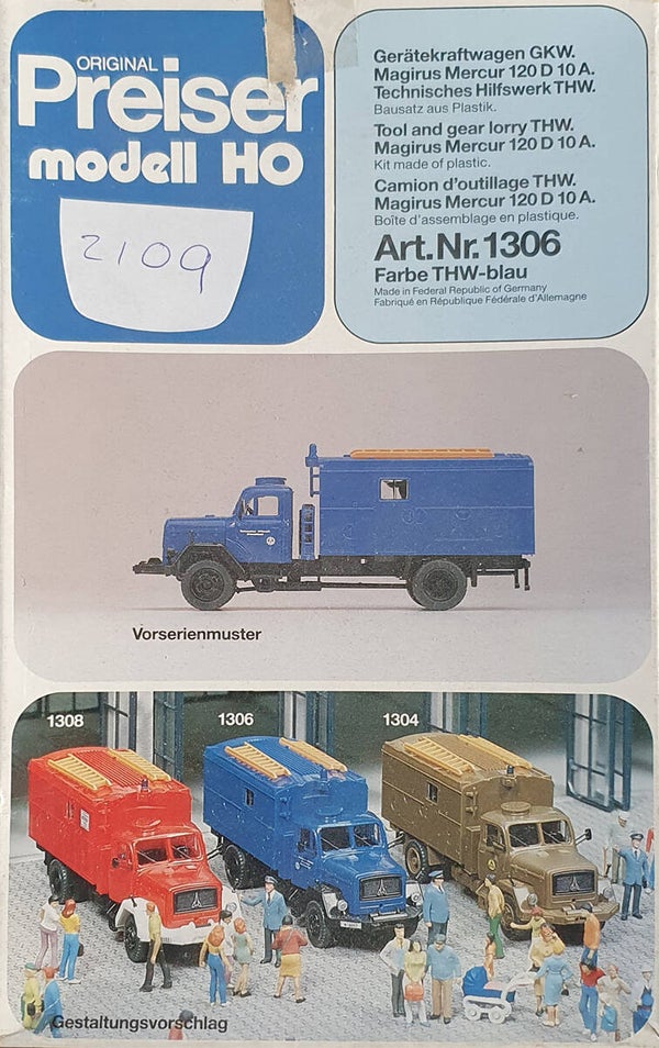 Preiser 1306 - Magirus Mercur 120 D "THW Gerätekraftwagen" (2109)