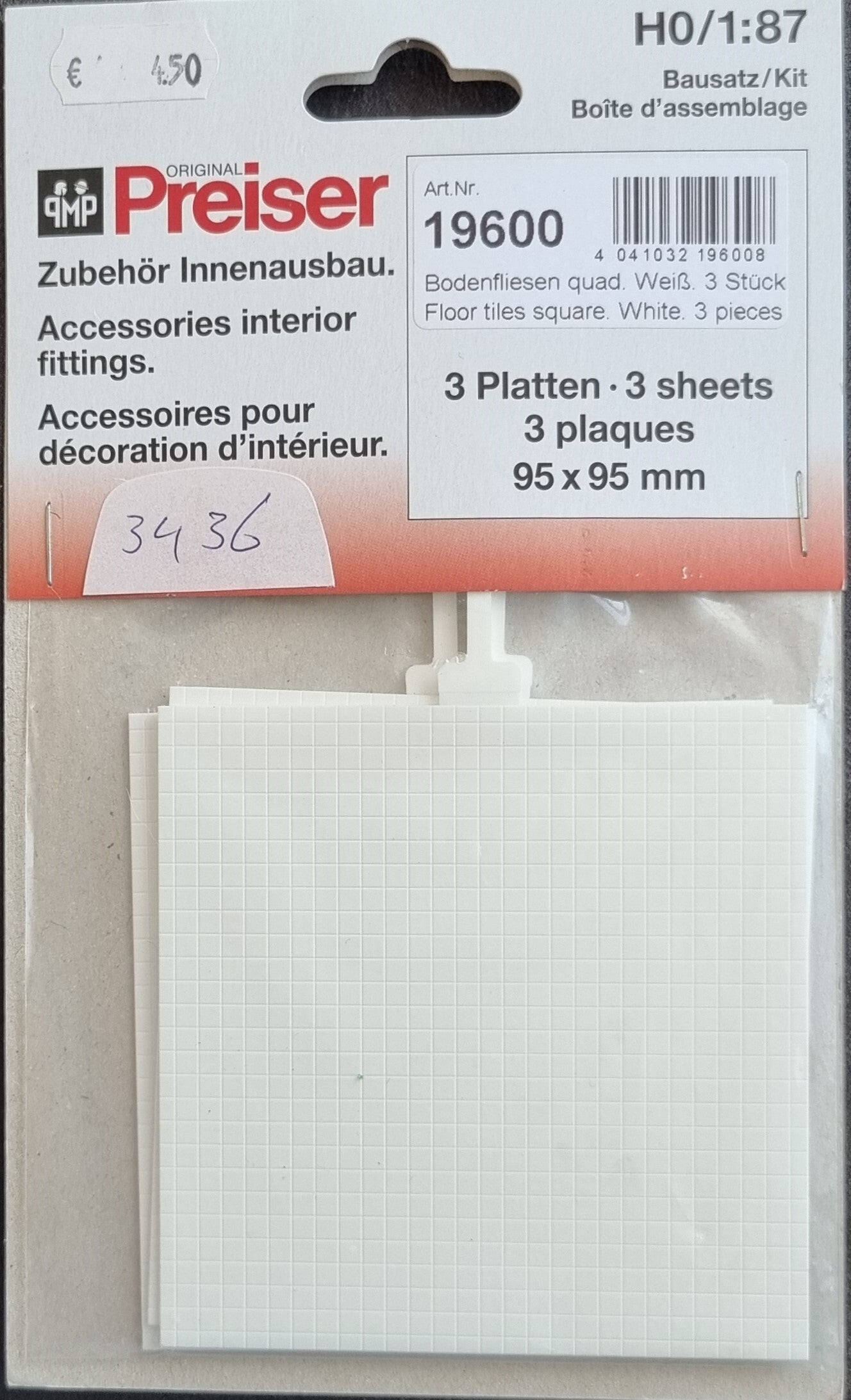 Preiser 19600 - Vloertegels, wit