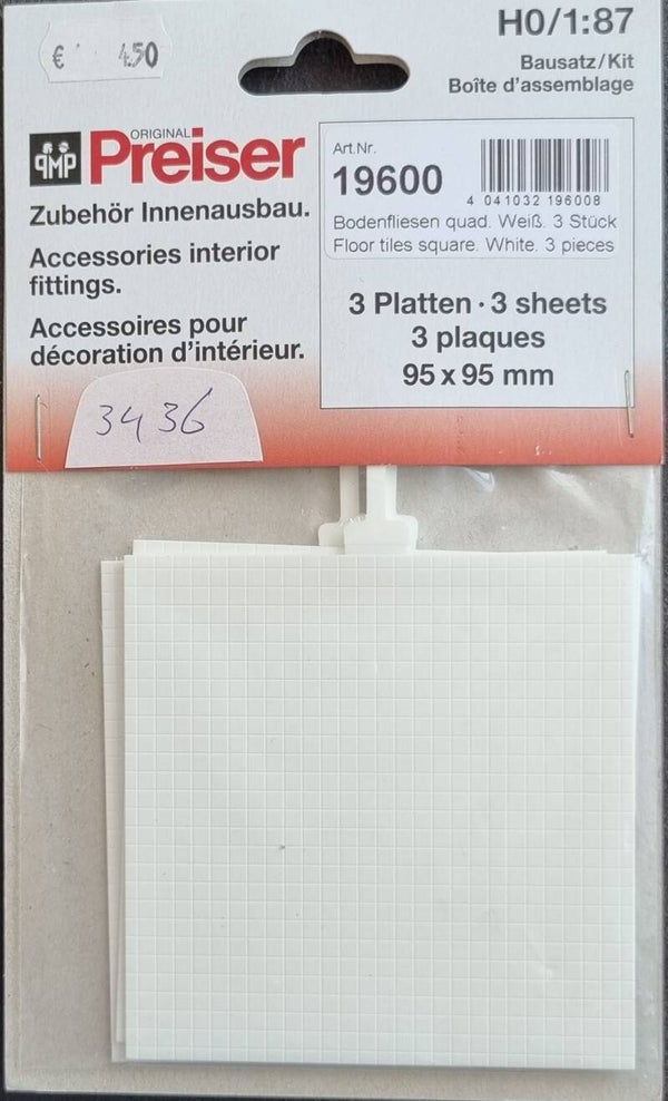 Preiser 19600 - Vloertegels, wit