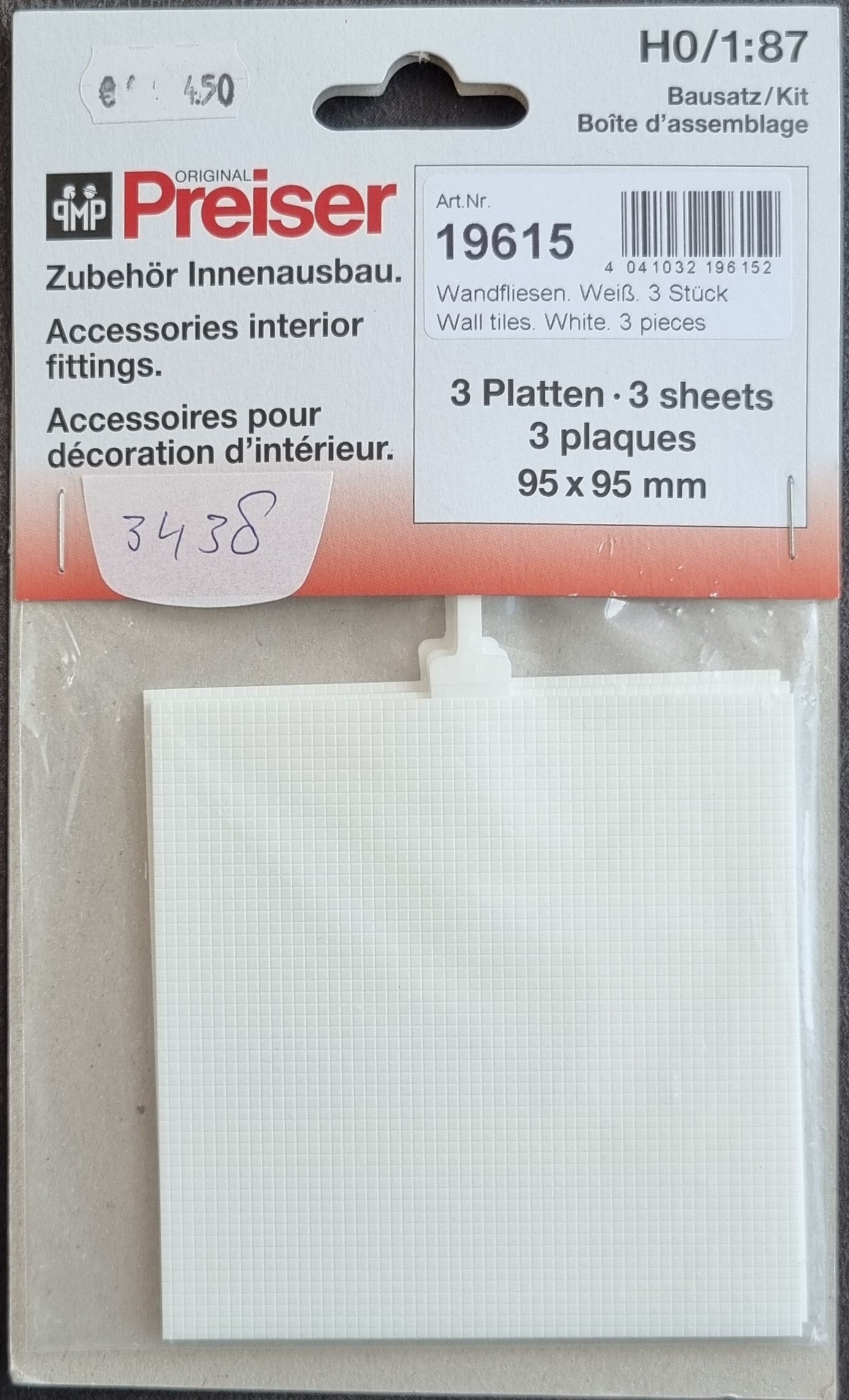 Preiser 19615 - Wandtegels wit