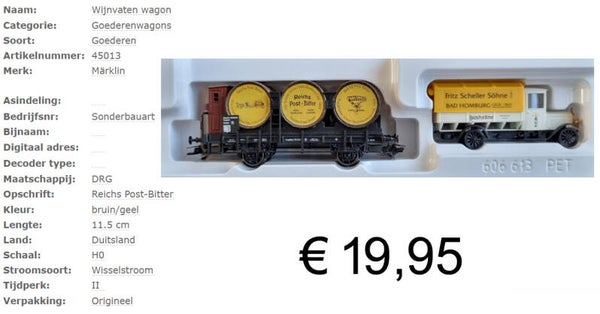 Märklin 45013 (PMS 62-10) Reichs Post-Bitter