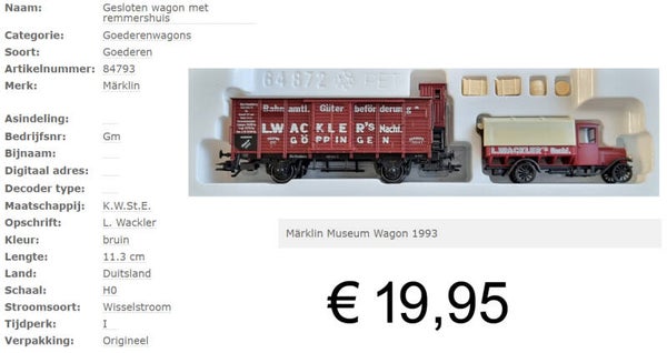 Märklin 84793 - Museumwagon 1993