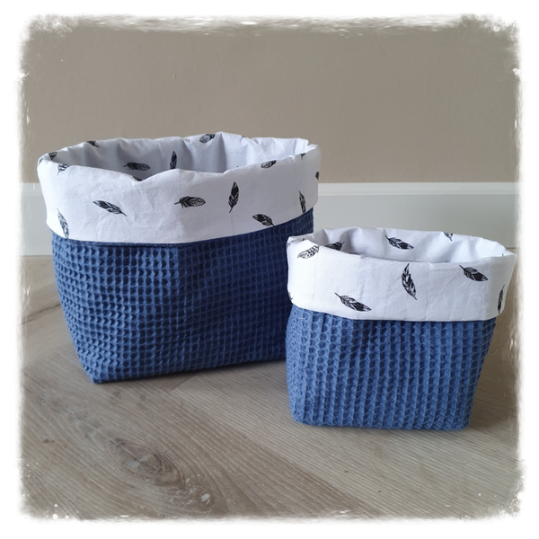 Set mandje veren blauw