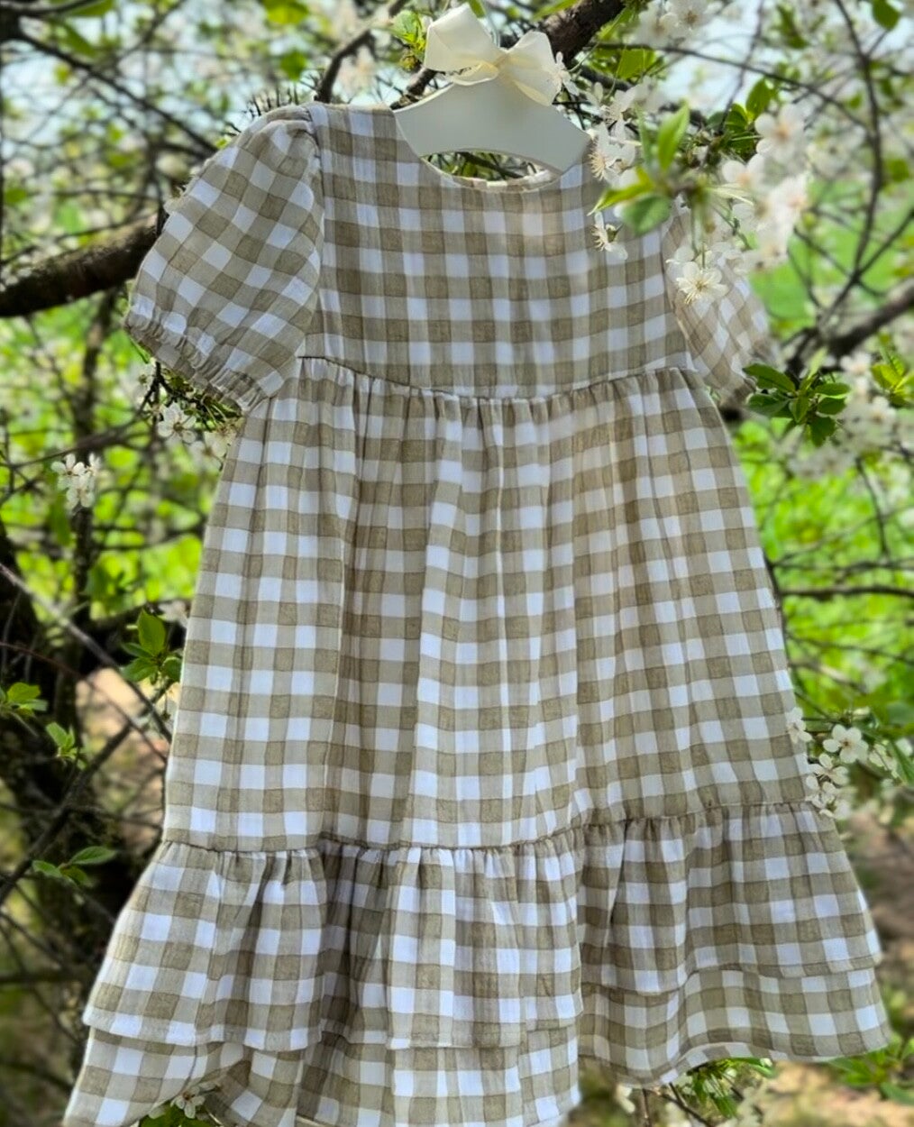 CLARA Sukienka w kratkę z falbaną na dole