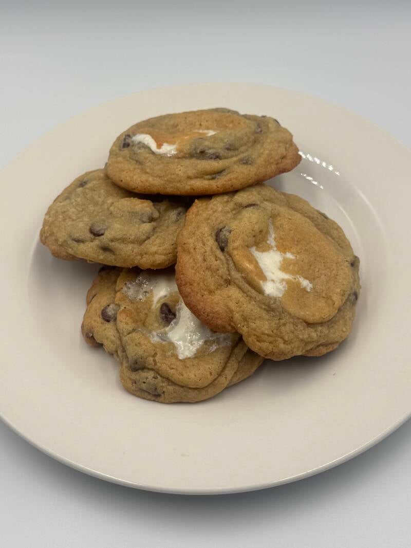 Plate of 4 smores cookies stacked