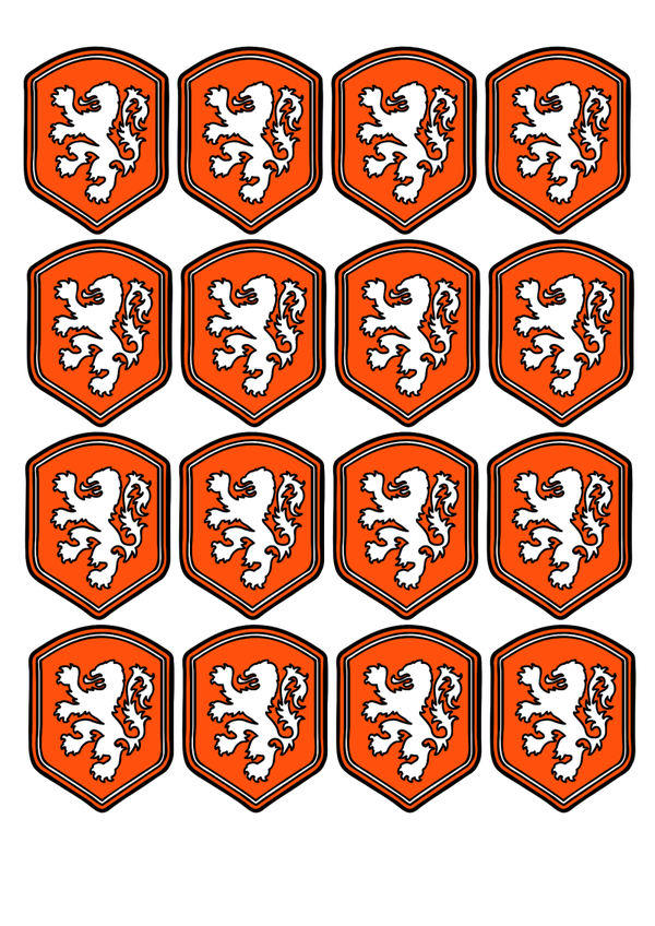 16 stuks WK Nederland eetbare cupcakes prints