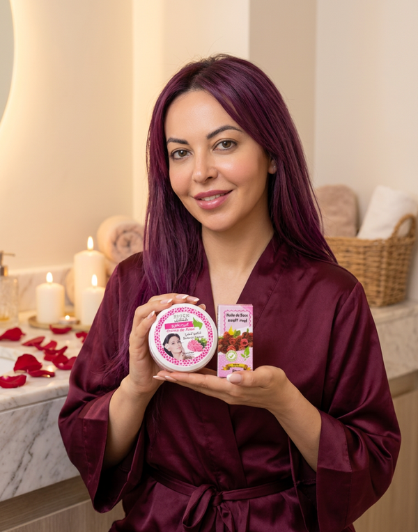 Set crema viso e olio di rose rosse