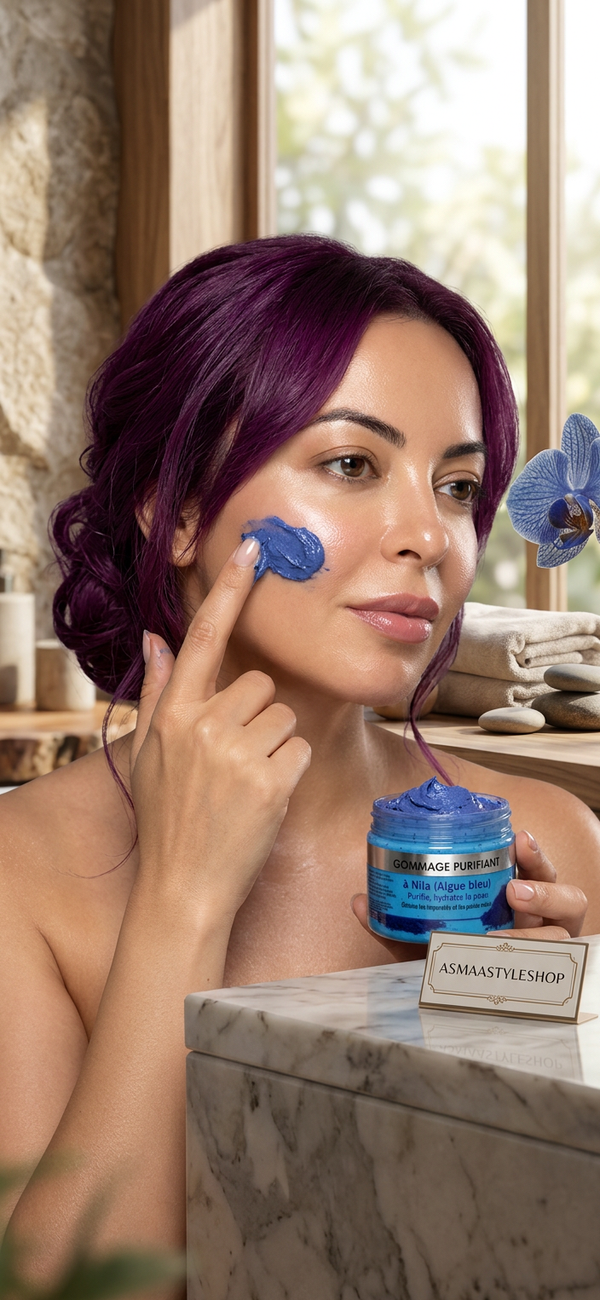 Gommage Nila blu purificante e idratante per la pelle del viso e corpo