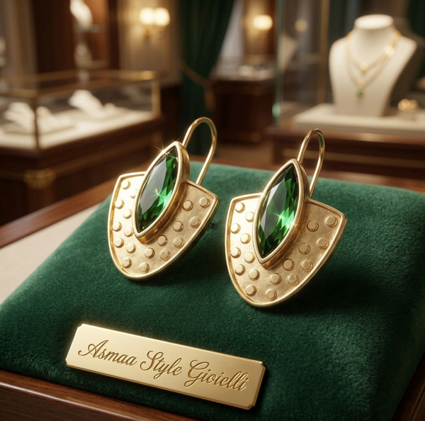 Asmaa Style Gioielli orecchini con incastro pietra verde