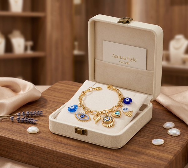 Asmaa Style Gioielli bracciale iconico cuore & Evil Eye