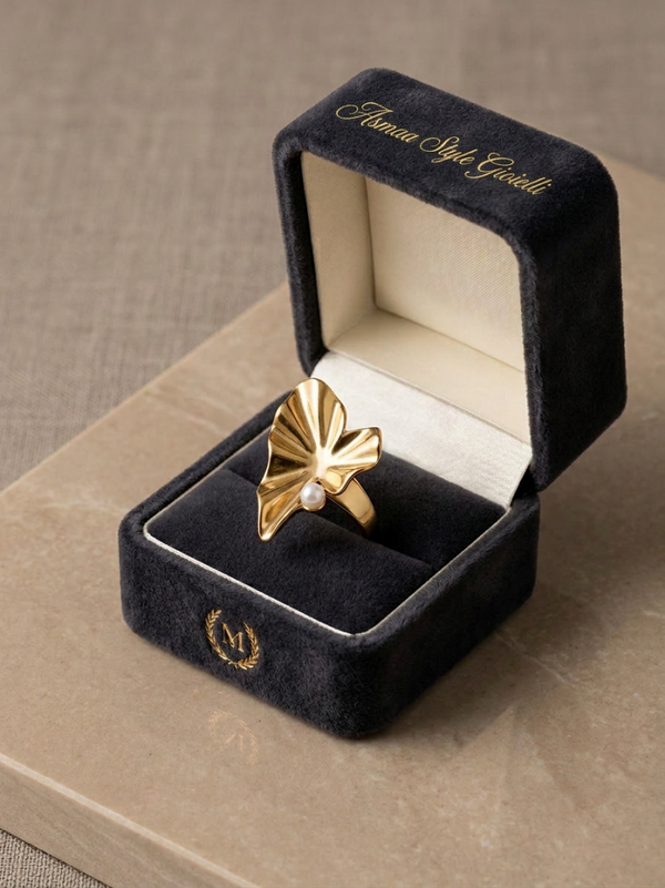 Asmaa Style Gioielli anelli Souk Enchanet Gold Leaf placcato oro