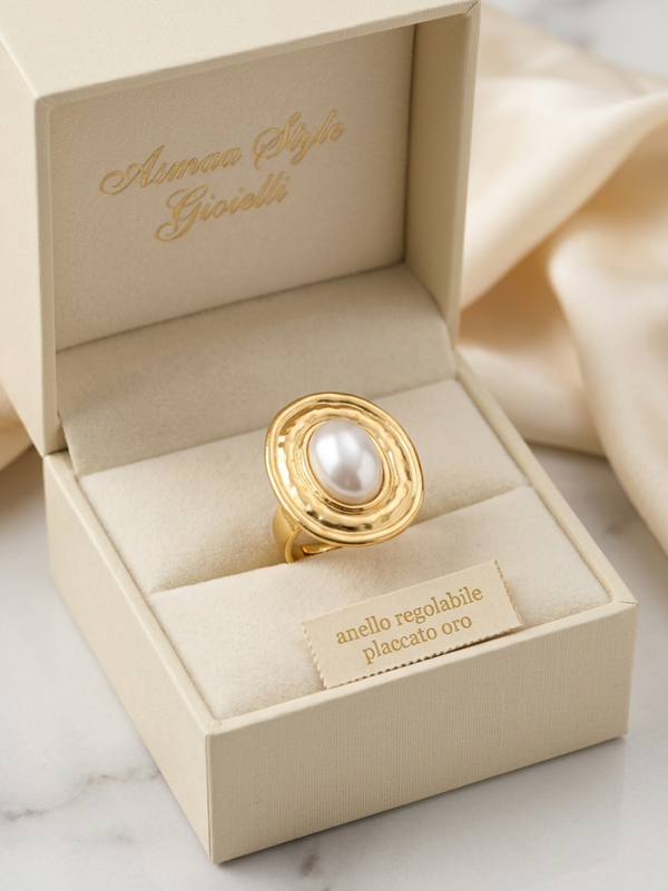 Asmaa Style Gioielli Anello regolabile con perla