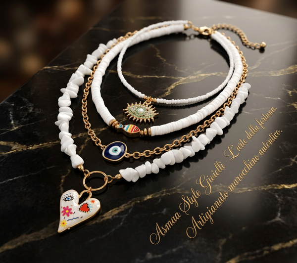 Asmaa Style Gioielli Collana Talismano cuore e protezione