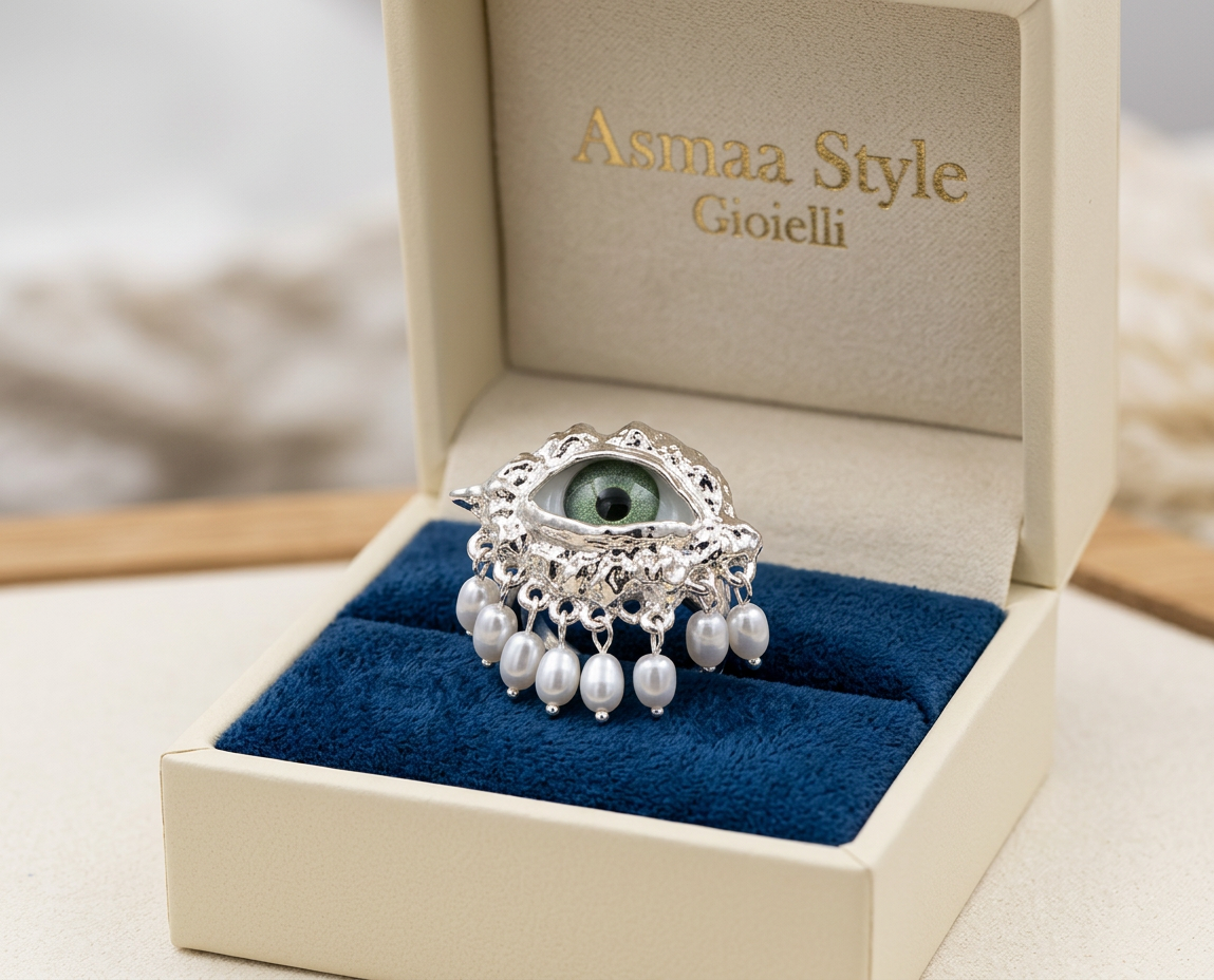 Asmaa Style Gioiello Anello Sguardo di perle
